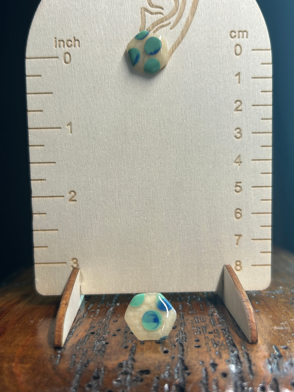 Green blue Octagon Stud