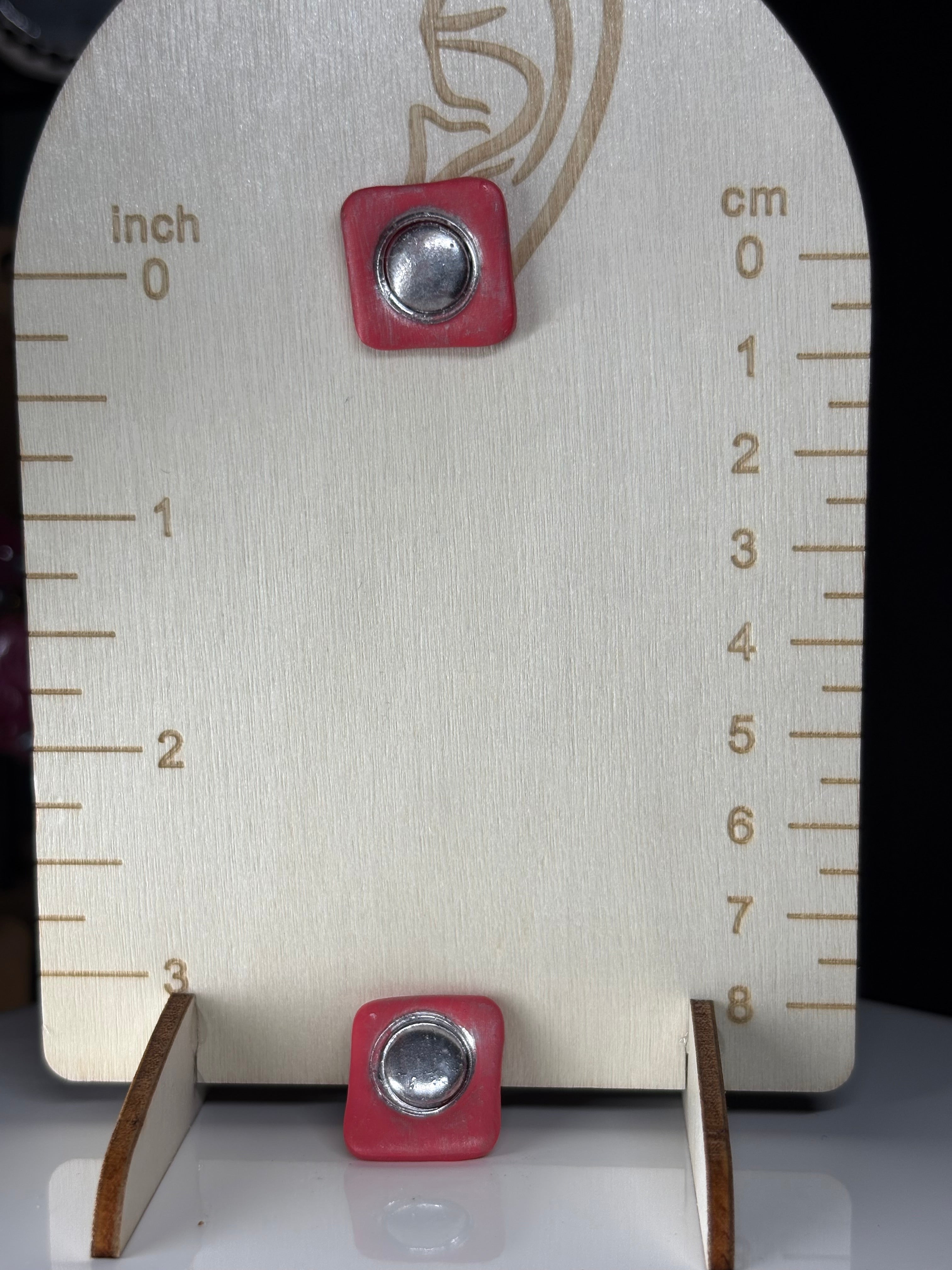 Pink Silver square stud