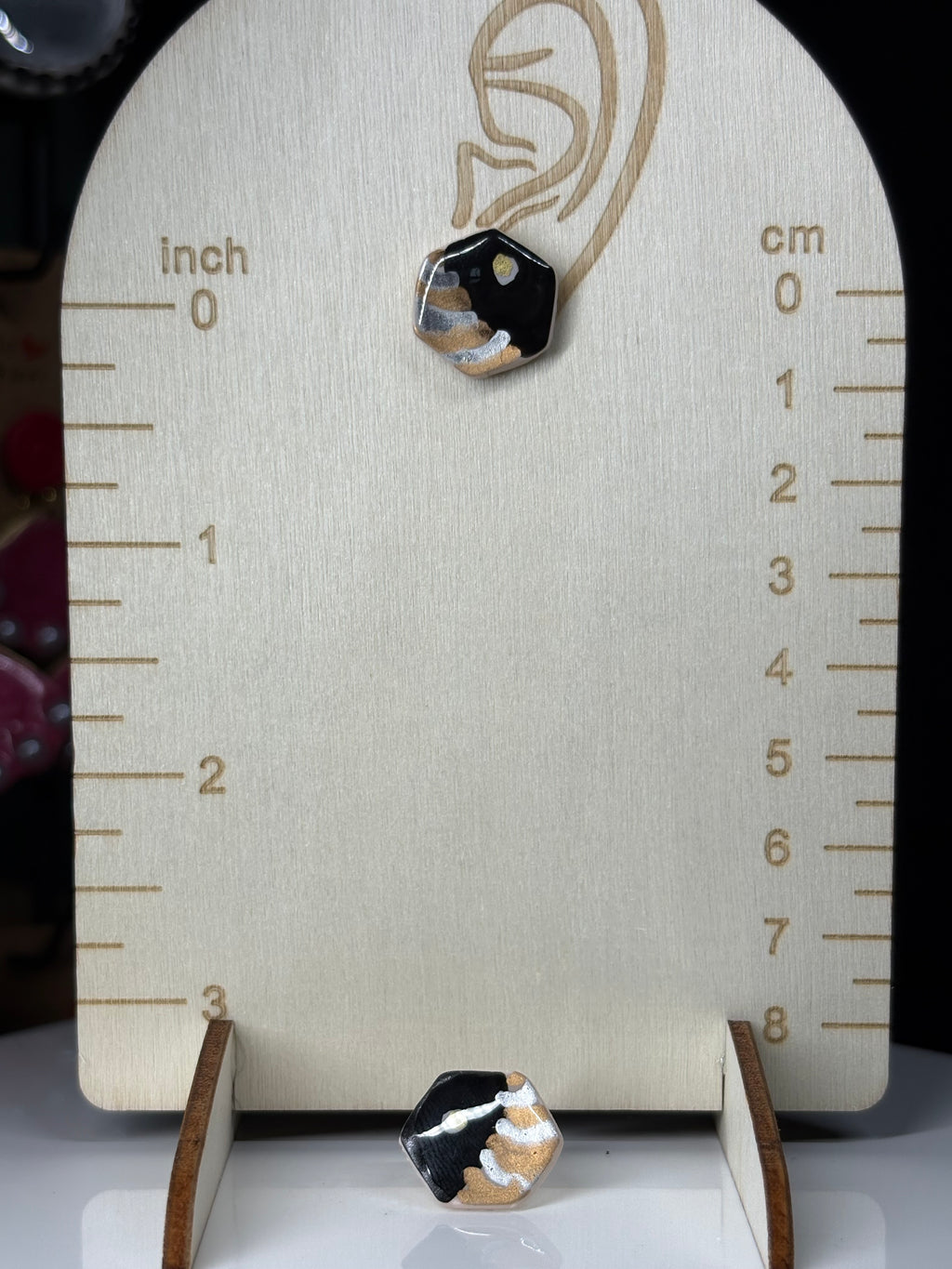 Small Octagon bw sil stud