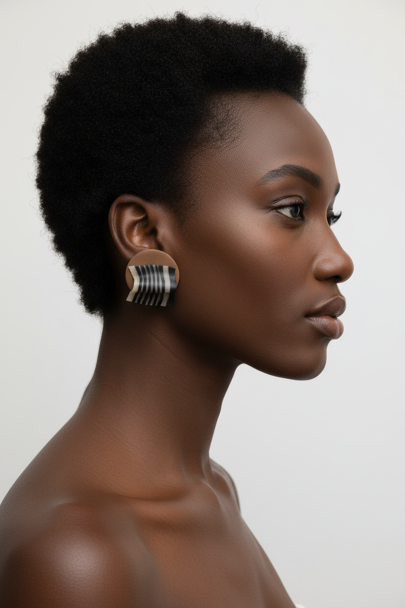Black & White Striped Earring