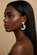 Blue Striped Earring - Black Woman Straight Hair