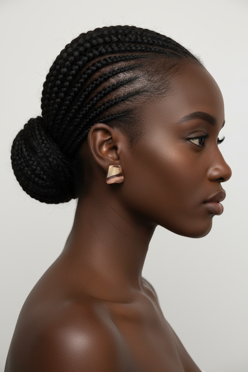 Brown marbled stud on model