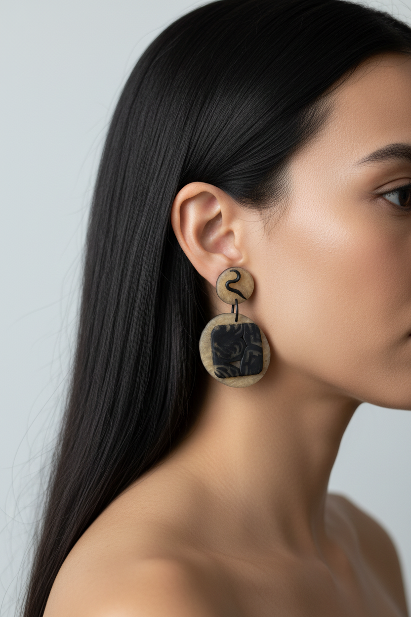 Dark marbled dangle - sized