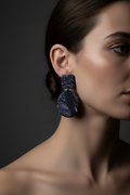 Dark Marbled Oval Earrings On Model