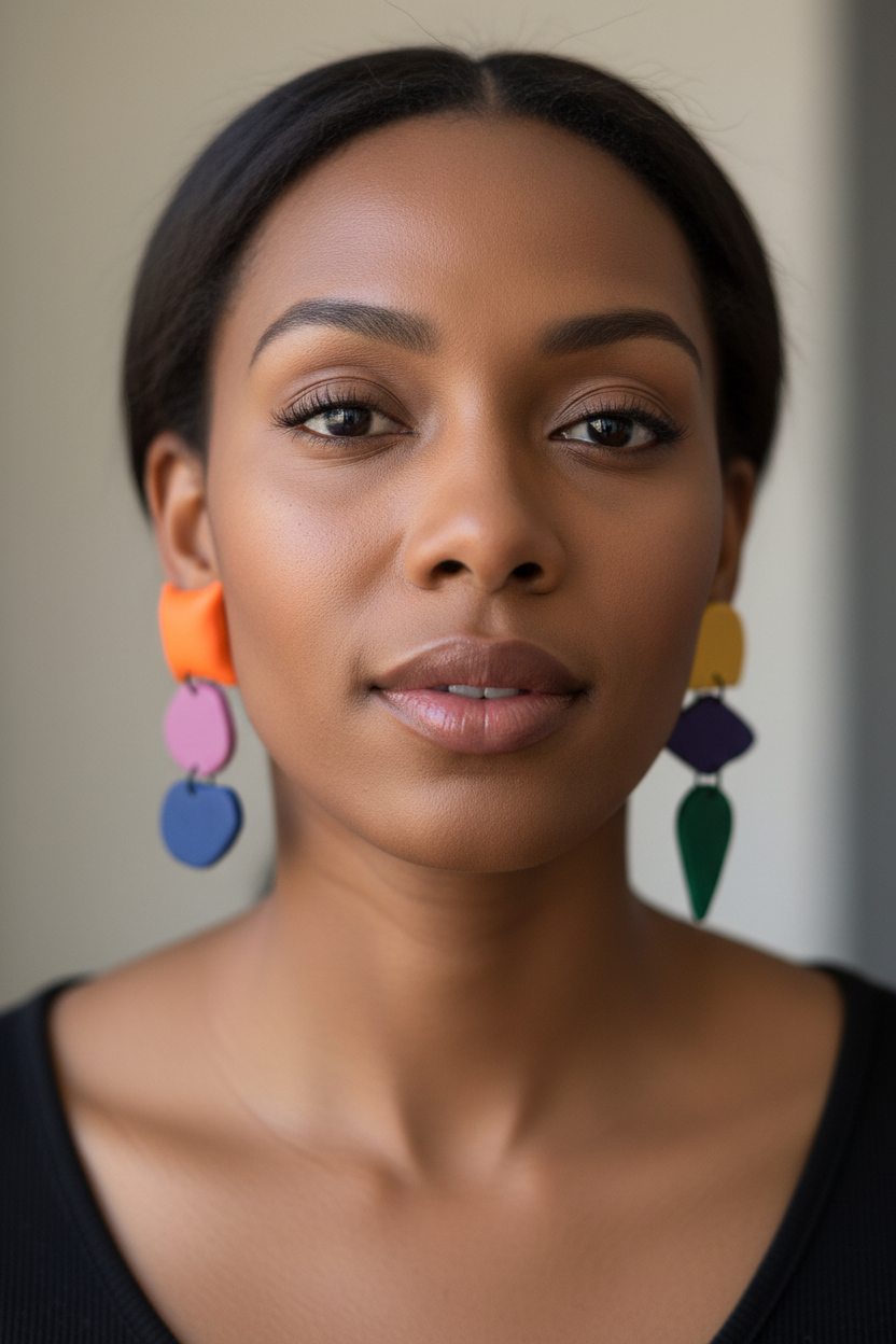 Geometric Stack Earrings Forward Facing Lifestyle