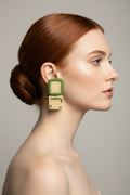 Green Square Stud Earring