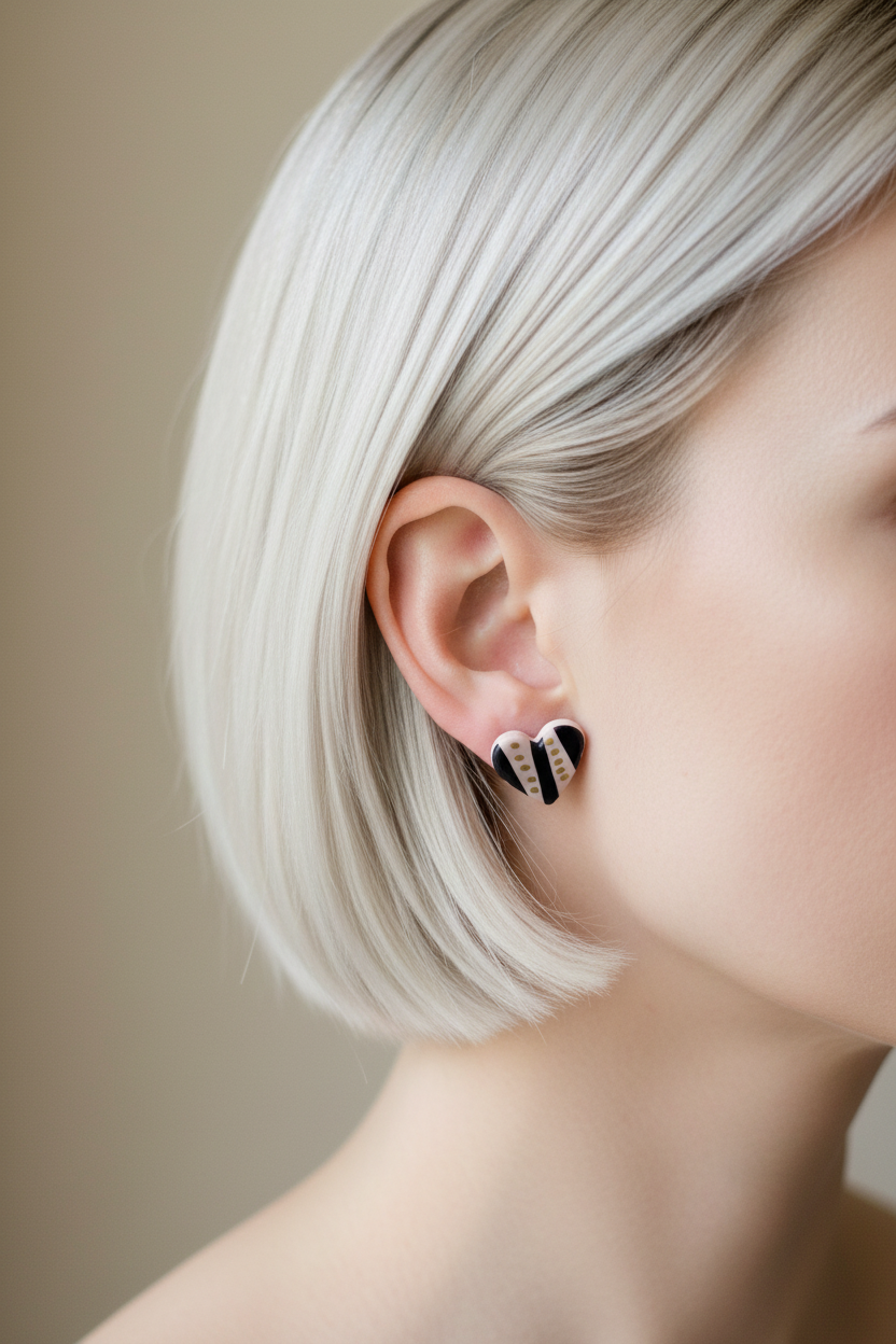 Heart Studs on Model