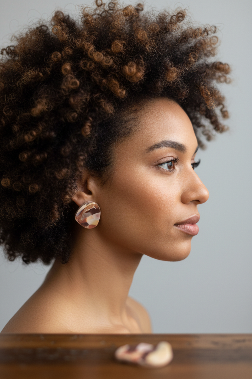 Marbled Stone Earring on Person 1