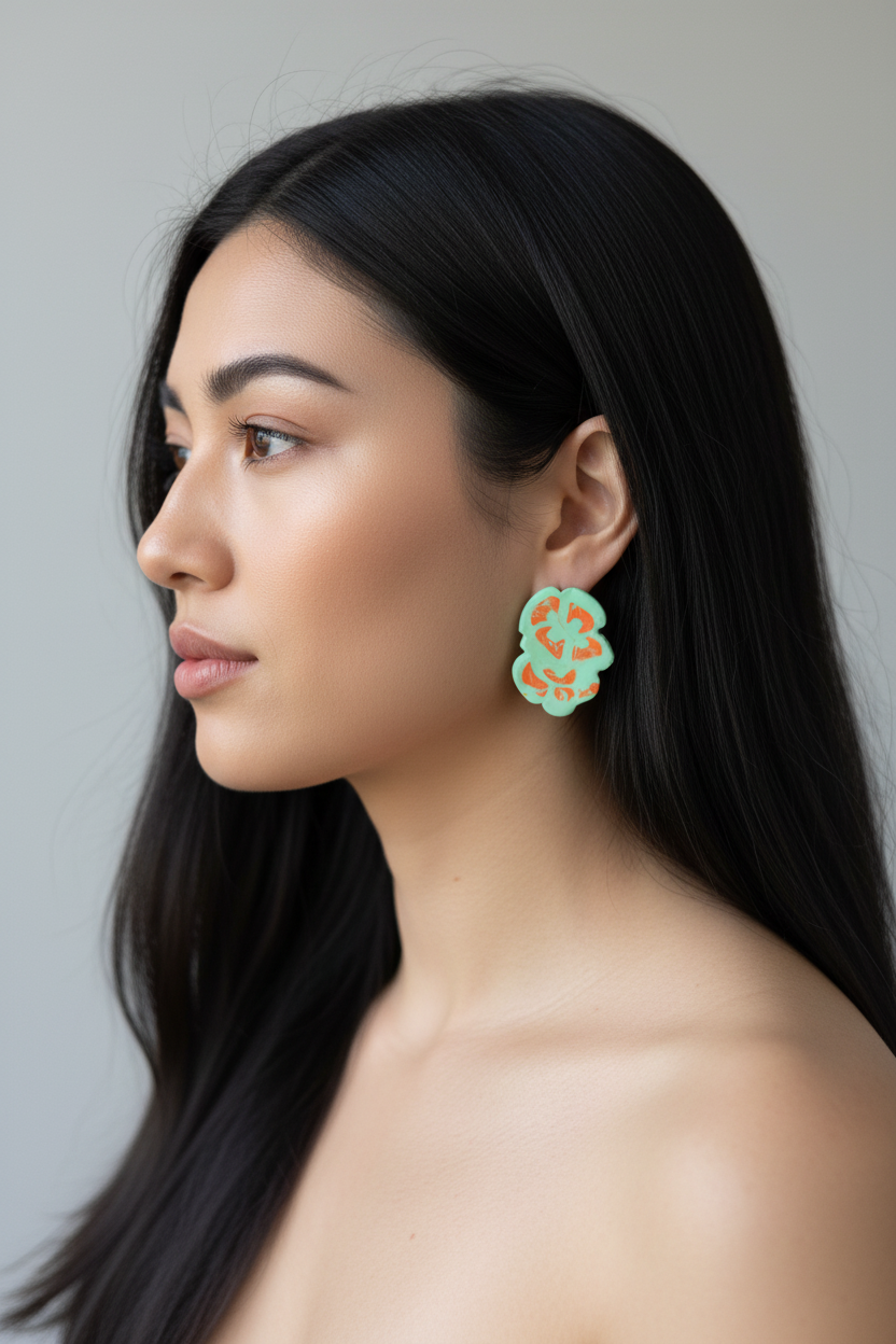 Mint Green Floral Dangle