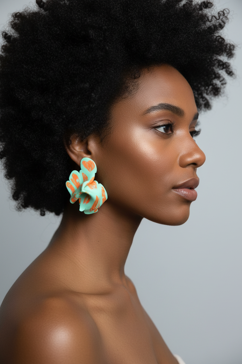 Mint Orange Swirl Earring