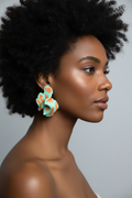 Mint Orange Swirl Earring