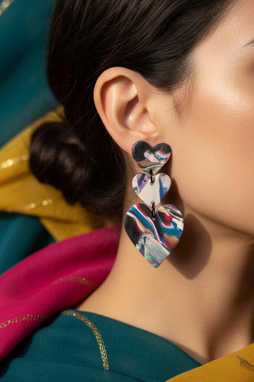 Multicolor Heart Earrings Lifestyle