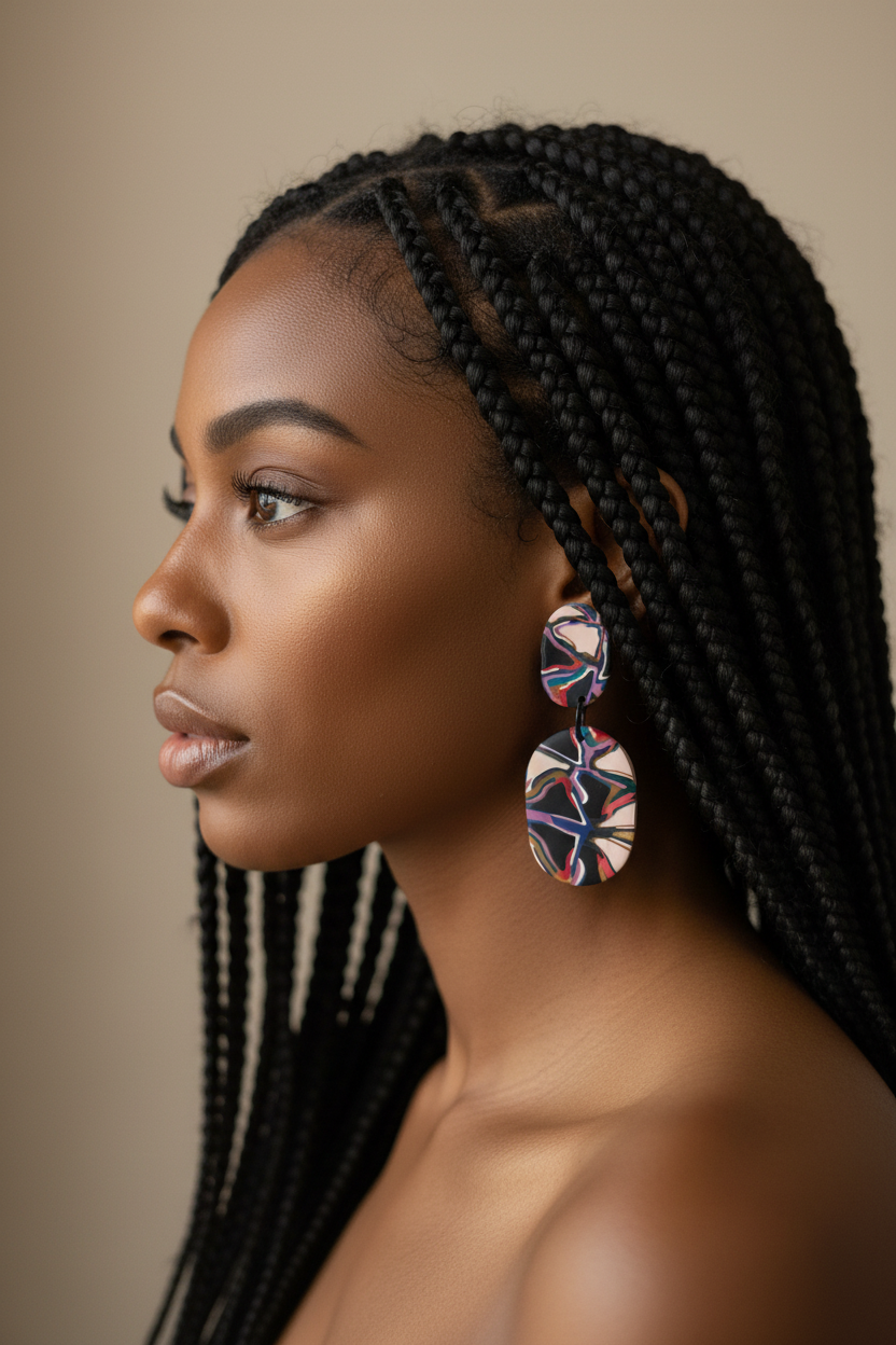 Multicolor oval dangle - sized