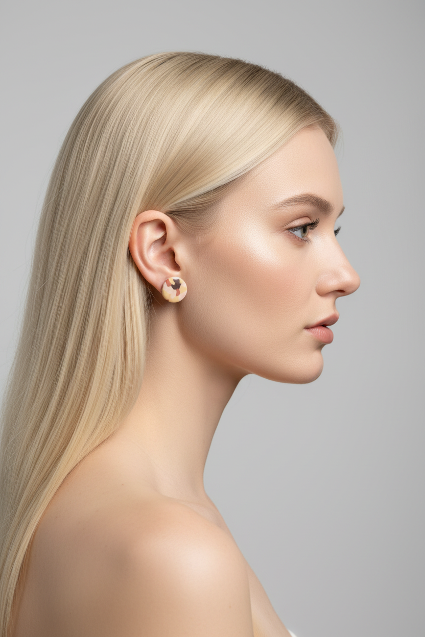 Multicolor round stud on model