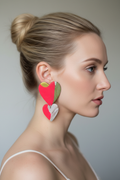 Painted Heart Earring on Model