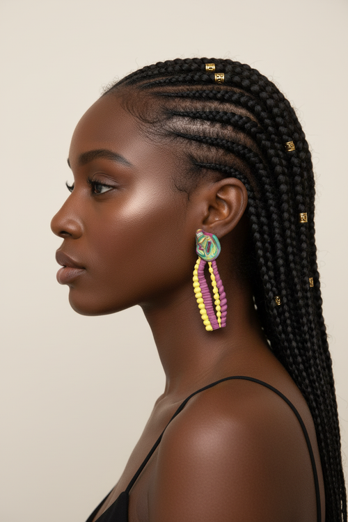 Purple & Yellow Beaded Dangle