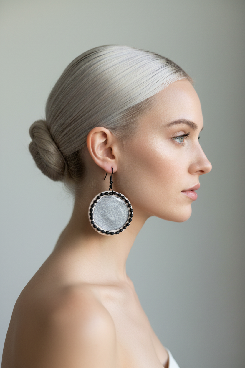 Silver bead dangle - sized