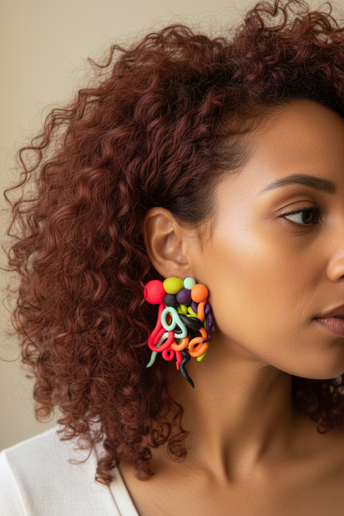 Squiggle Earring on Model