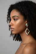 Terrazzo Diamond Dangle Earrings on Model
