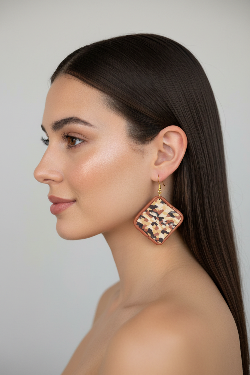 Tortoise diamond dangle on model