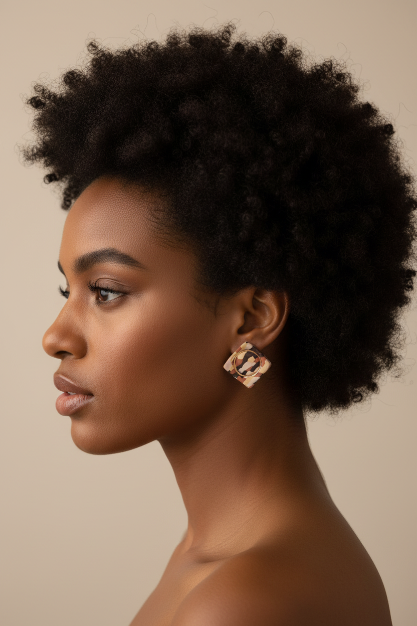Tortoise diamond stud on model