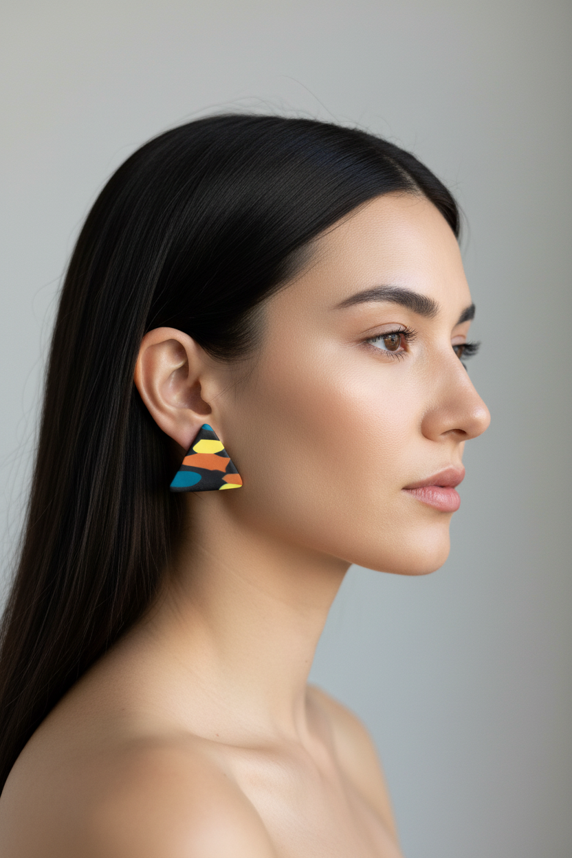 Triangle Mosaic Earring on Model